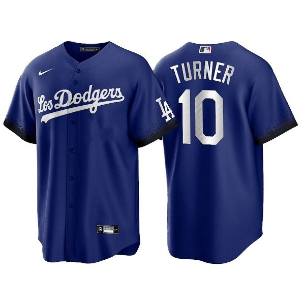 Los Angeles Dodgers #10 Justin Turner 2021 Royal City Connect Cool Base Stitched Baseball Jersey