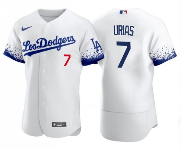 Los Angeles Dodgers #7 Julio Urias 2021 White City Connect Flex Base Stitched Baseball Jersey