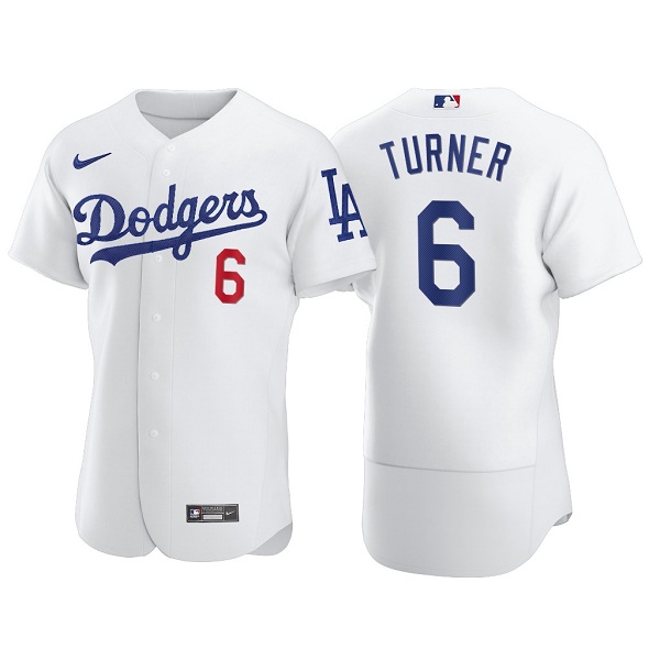 Los Angeles Dodgers #6 Trea Turner White Flex Base Stitched Jersey