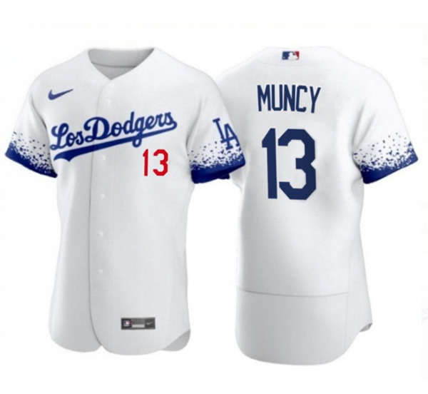 Los Angeles Dodgers #13 Max Muncy 2021 White City Connect Flex Base Stitched Baseball Jersey