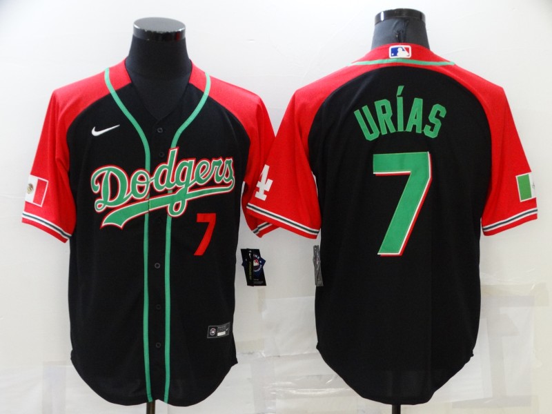 Los Angeles Dodgers #7 Julio Urias Red Black Cool Base Stitched Baseball Jersey