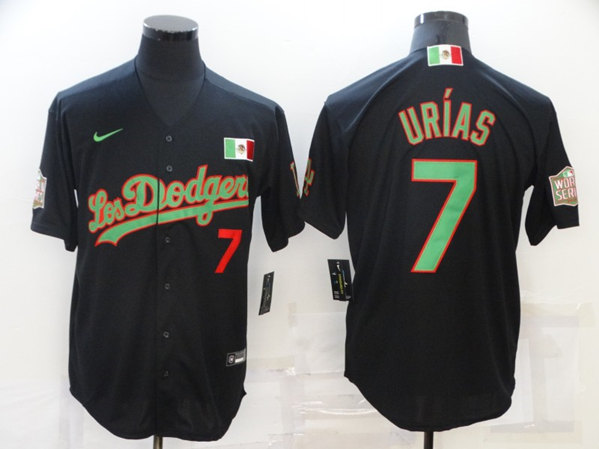 Los Angeles Dodgers #7 Julio Urias Black Green Cool Base Stitched Baseball Jersey