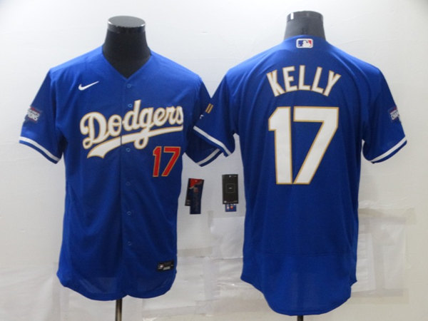 Los Angeles Dodgers #17 Joe Kelly Royal Blue Championship Flex Base Sttiched Jersey