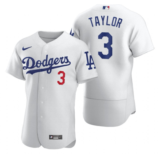 Los Angeles Dodgers #3 Chris Taylor White Flex Base Stitched Jersey
