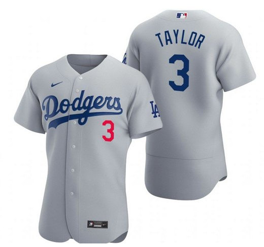 Los Angeles Dodgers #3 Chris Taylor Grey Flex Base Stitched Jersey