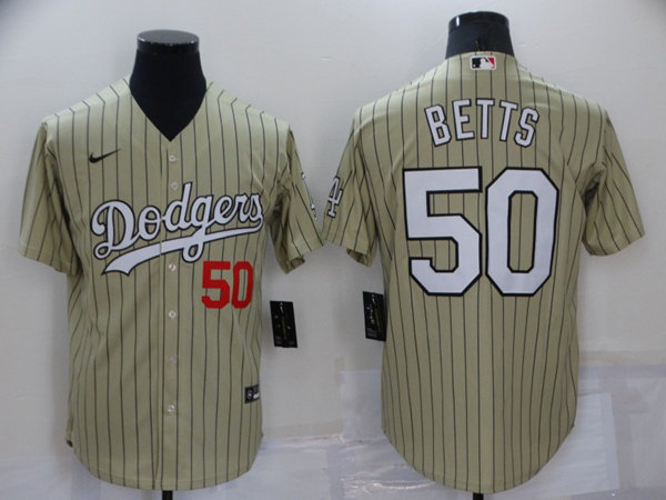 Los Angeles Dodgers #50 Mookie Betts Cream Cool Base Stitched Jersey