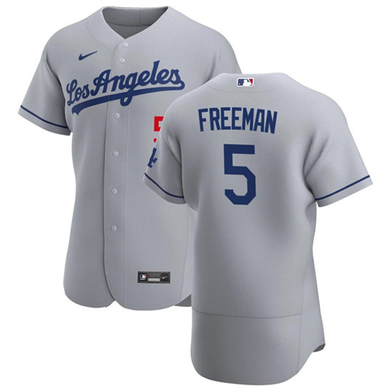 Los Angeles Dodgers #5 Freddie Freeman Gray Flex Base Stitched Jersey