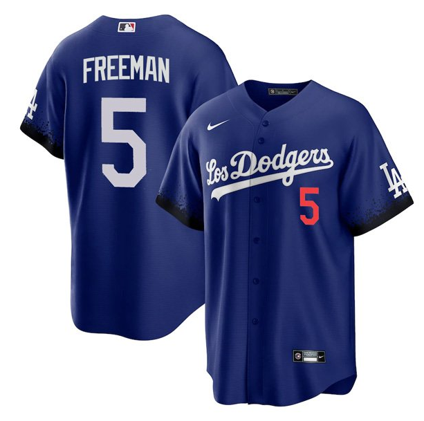 Los Angeles Dodgers #5 Freddie Freeman Royal City Connect Cool Base Stitched Baseball Jersey
