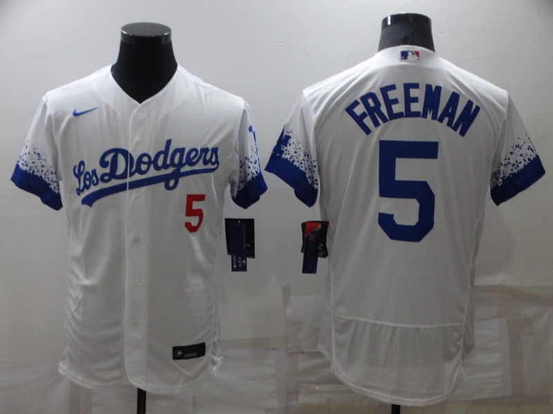 Los Angeles Dodgers #5 Freddie Freeman White City Connect Flex Base Stitched Jersey
