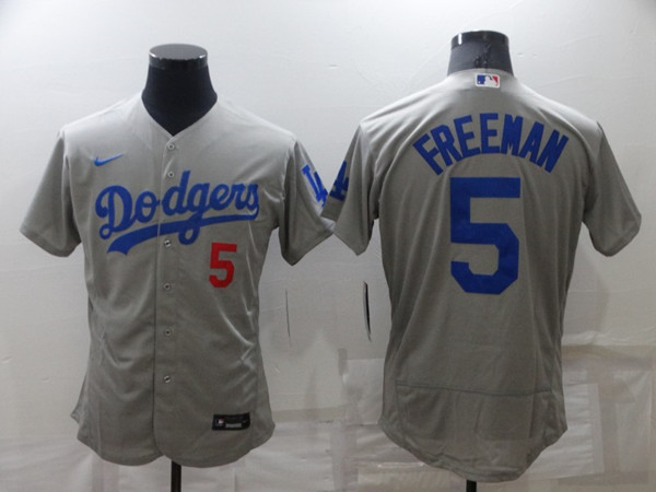 Los Angeles Dodgers #5 Freddie Freeman Grey Flex Base Stitched Jersey