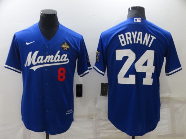 Los Angeles Dodgers Front #8 Back #24 Kobe Bryant Royal 'Mamba' Throwback With KB Patch Cool Base Stitched Jersey