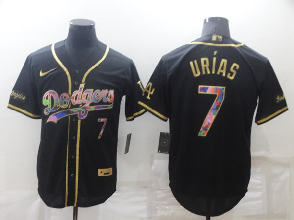 Los Angeles Dodgers #7 Julio Urias Black Golden Stitched Baseball Jersey