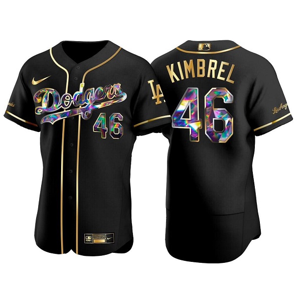 Los Angeles Dodgers #46 Craig Kimbrel Black Gold Flex Base Stitched Jersey
