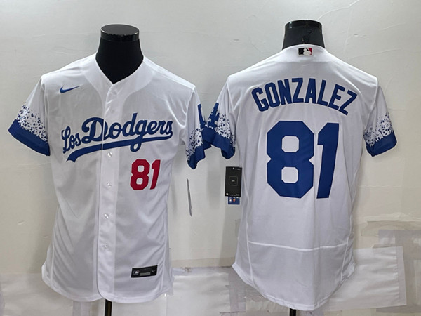 Los Angeles Dodgers #81 Victor Gonzalez White City Connect Flex Base Stitched Baseball Jersey