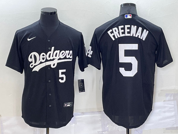 Los Angeles Dodgers #5 Freddie Freeman Black Cool Base Stitched Baseball Jersey