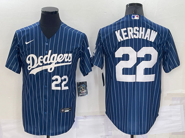 Los Angeles Dodgers #22 Clayton Kershaw Navy Cool Base Stitched Baseball Jersey