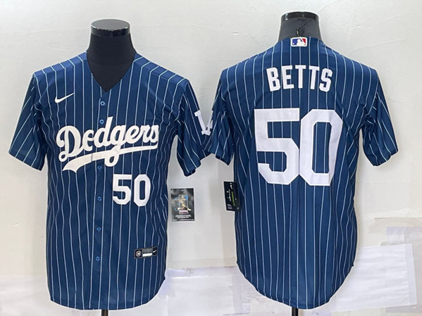 Los Angeles Dodgers #50 Mookie Betts Navy Cool Base Stitched Baseball Jersey