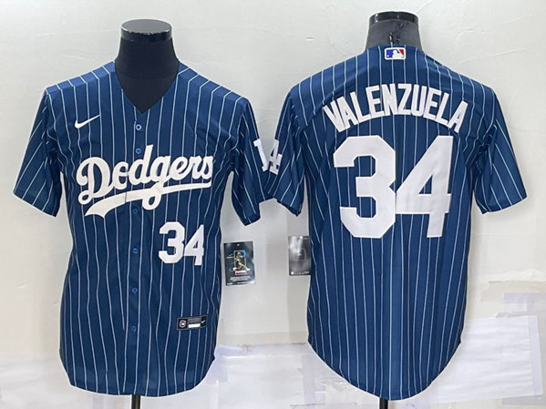 Los Angeles Dodgers #34 Toro Valenzuela Navy Cool Base Stitched Baseball Jersey