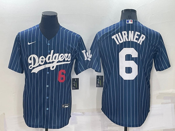 Los Angeles Dodgers #6 Trea Turner Navy Cool Base Stitched Baseball Jersey
