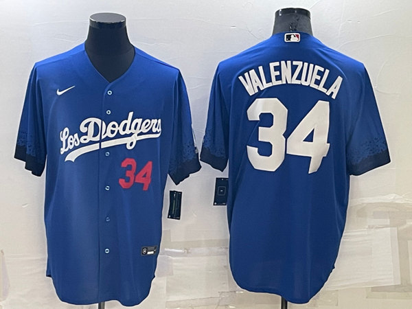 Los Angeles Dodgers #34 Toro Valenzuela Royal City Connect Cool Base Stitched Baseball Jersey