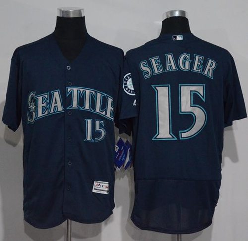 Mariners #15 Kyle Seager Navy Blue Flexbase Authentic Collection Stitched Jersey