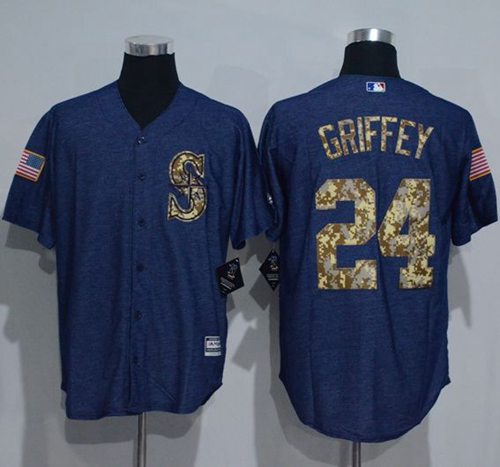Mariners #24 Ken Griffey Denim Blue Salute To Service Stitched Jersey