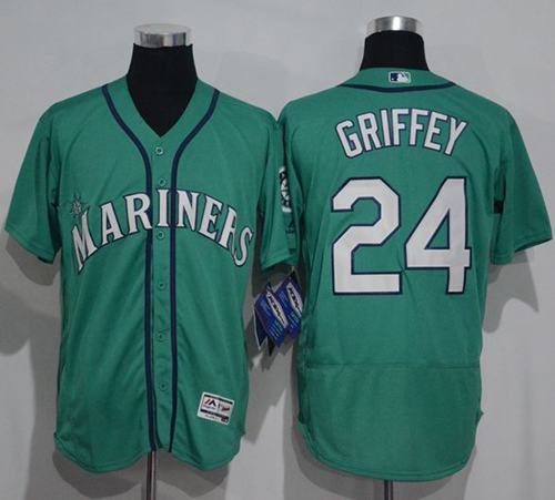 Mariners #24 Ken Griffey Green Flexbase Authentic Collection Stitched Jersey