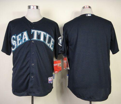 Mariners Blank Navy Blue Cool Base Stitched Jersey