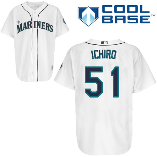 Mariners #51 Ichiro Suzuki White Cool Base Stitched Jersey