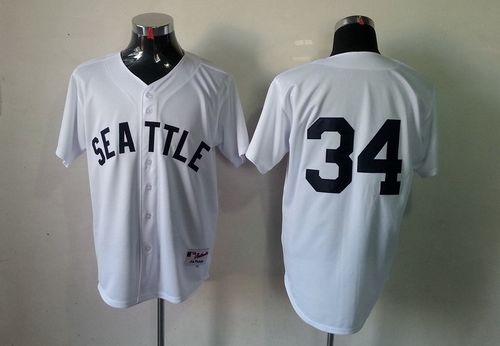 Mariners #34 Felix Hernandez White 1909 Turn Back The Clock Stitched Jersey