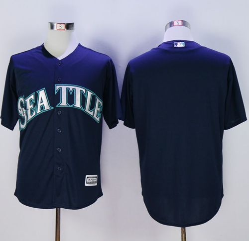 Mariners Blank Navy Blue New Cool Base Stitched Jersey