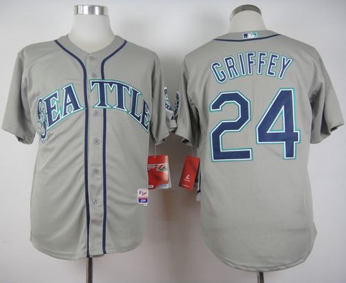 Mariners #24 Ken Griffey Stitched Grey Cool Base Jersey