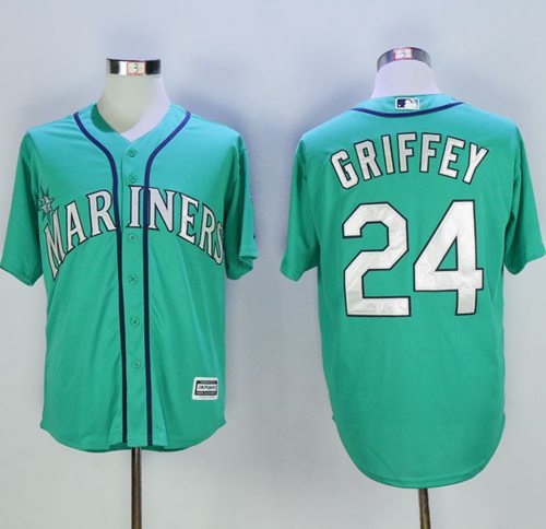 Mariners #24 Ken Griffey Green New Cool Base 2016 Hall Of Fame Patch Stitched Jersey