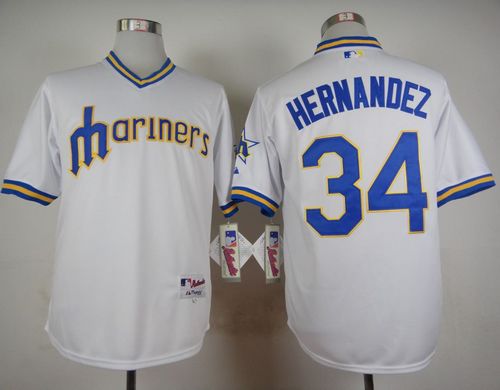Mariners #34 Felix Hernandez White 1979 Turn Back The Clock Stitched Jersey