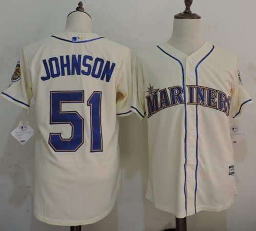 Mariners #51 Randy Johnson Cream New Cool Base Stitched Jersey