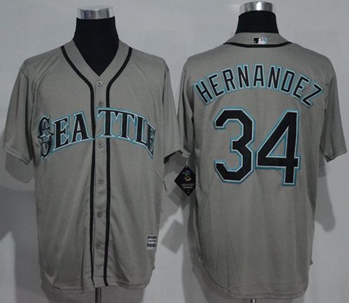 Mariners #34 Felix Hernandez Grey New Cool Base Stitched Jersey