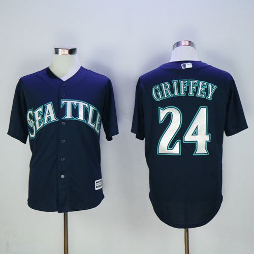 Mariners #24 Ken Griffey Navy Blue New Cool Base 2016 Hall Of Fame Patch Stitched Jersey