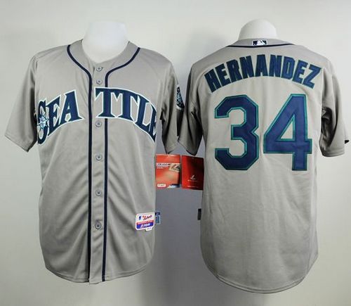 Mariners #34 Felix Hernandez Grey Cool Base Stitched Jersey