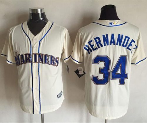 Mariners #34 Felix Hernandez Cream New Cool Base Stitched Jersey