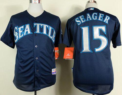 Mariners #15 Kyle Seager Navy Blue Cool Base Stitched Jersey