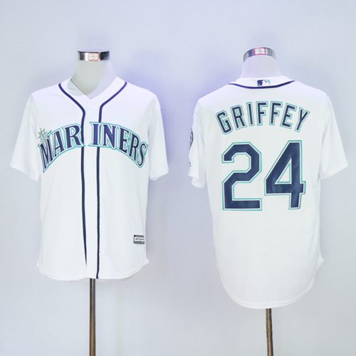 Mariners #24 Ken Griffey White New Cool Base 2016 Hall Of Fame Patch Stitched Jersey