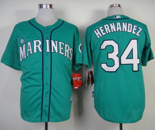 Mariners #34 Felix Hernandez Green Alternate Cool Base Stitched Jersey