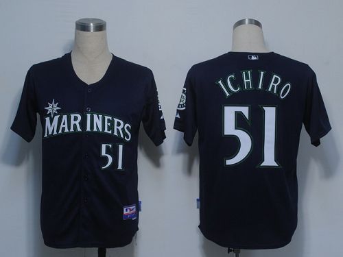 Mariners #51 Ichiro Suzuki Navy Blue Cool Base Stitched Jersey