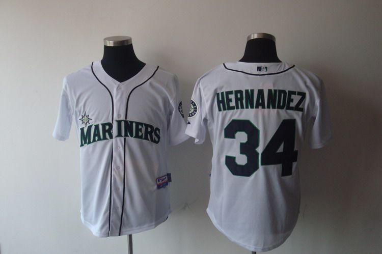 Mariners #34 Felix Hernandez White Cool Base Stitched Jersey