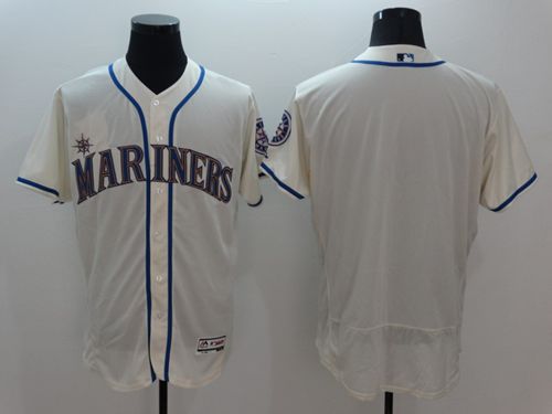 Mariners Blank Cream Flexbase Authentic Collection Stitched Jersey