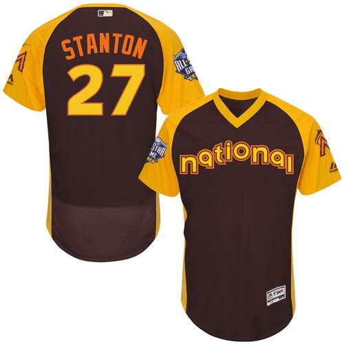 Marlins #27 Giancarlo Stanton Brown Flexbase Authentic Collection 2016 All-Star National League Stitched Jersey