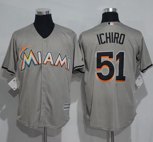 Marlins #51 Ichiro Suzuki Grey New Cool Base Stitched Jersey
