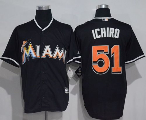 Marlins #51 Ichiro Suzuki Black New Cool Base Stitched Jersey