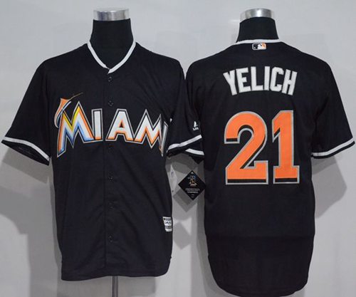 Marlins #21 Christian Yelich Black New Cool Base Stitched Jersey