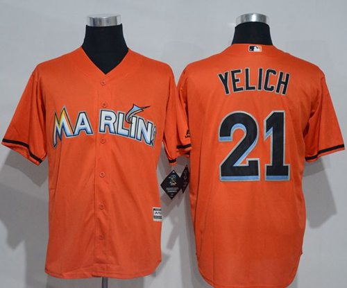Marlins #21 Christian Yelich Orange New Cool Base Stitched Jersey
